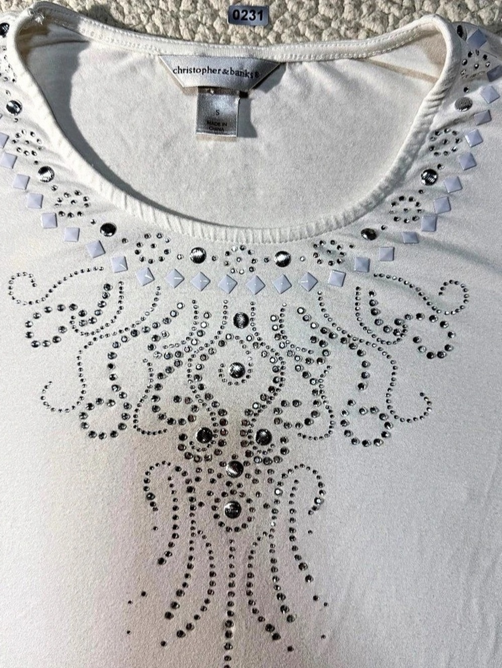 Christopher & Banks Long Sleeve Embellished Top Size Small